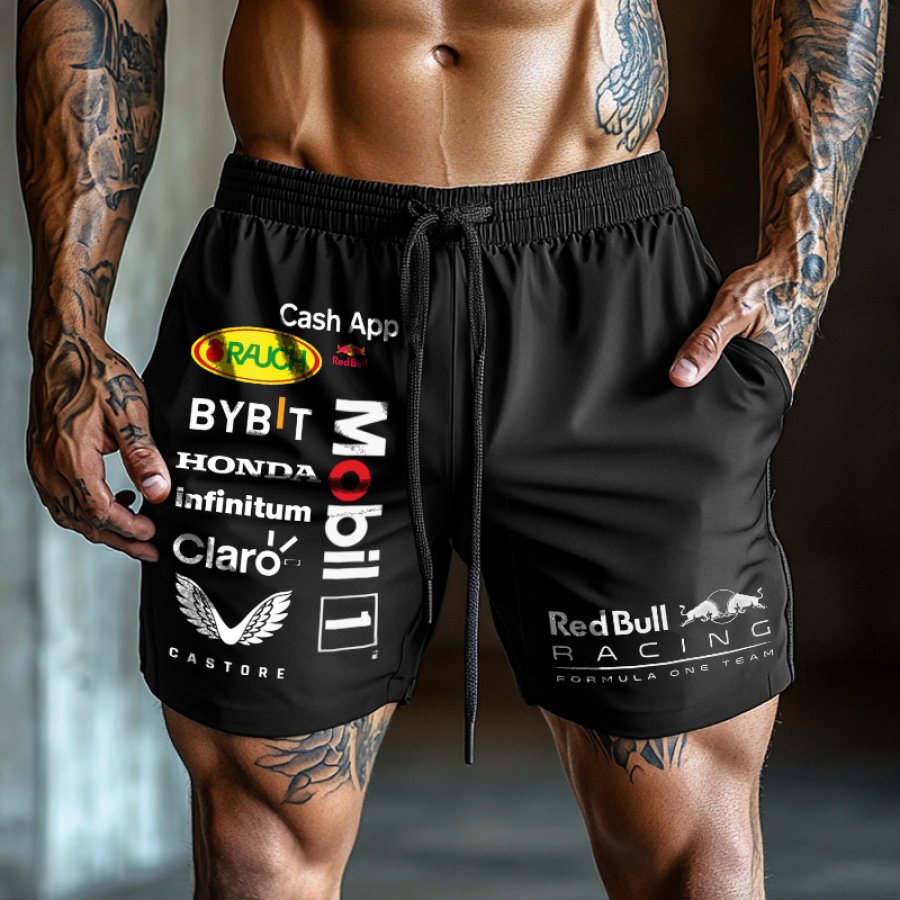 

Men's Race Car Print Performance Skin Friendly And Breathable Sports Shorts
