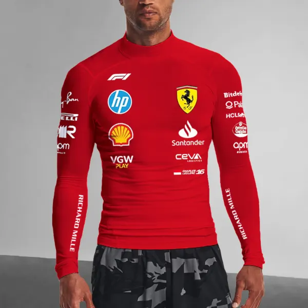 Men's Racing Team Style Slim Fit Long Sleeve T-Shirt - Ootdyouth.com 