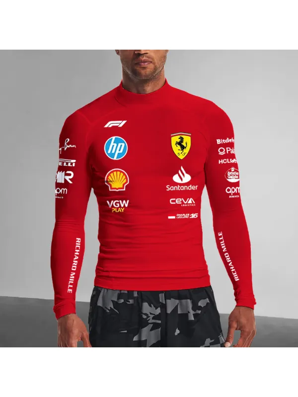 Men's Racing Team Style Slim Fit Long Sleeve T-Shirt - Aptkoi.com 