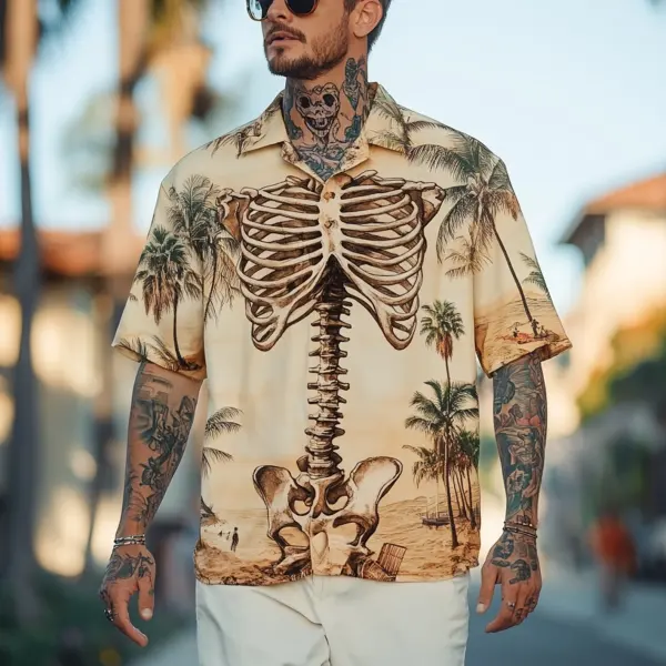 Men's Tropical Skeleton Print Shirt - Wayrates.com 