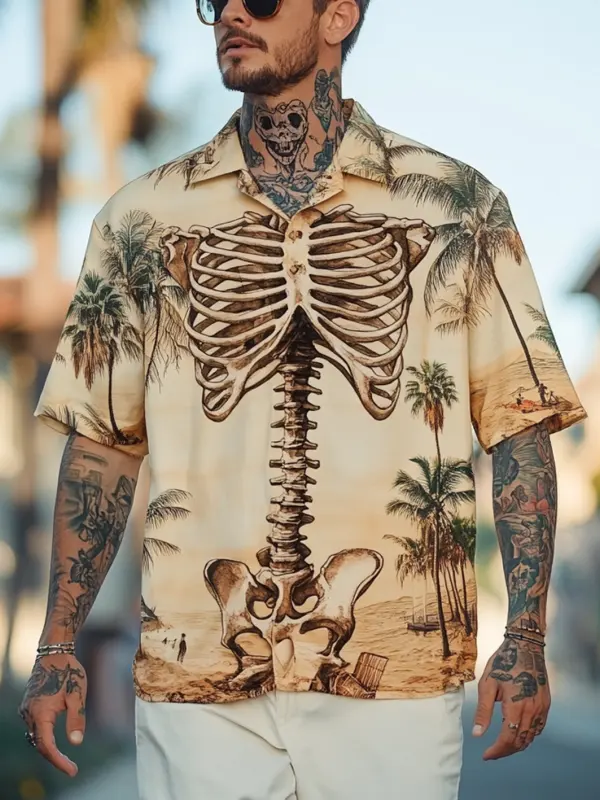 Men's Tropical Skeleton Print Shirt - Pragmaace.com 