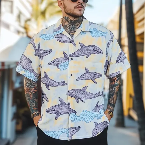 Men's Dolphin Patterned Summer Shirt - Wayrates.com 