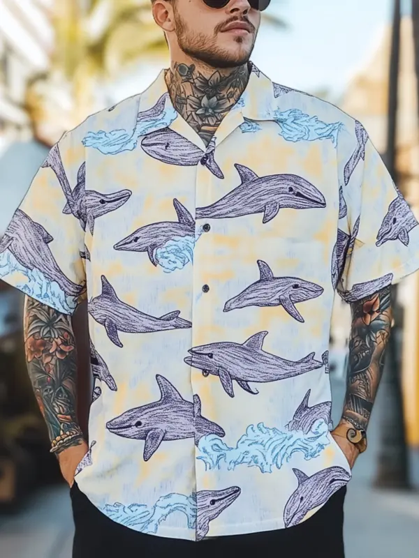 Men's Dolphin Patterned Summer Shirt - Menbarn.com 