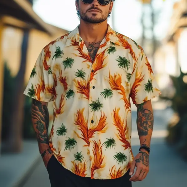 Men's Tropical Flames: A Bold Hawaiian Shirt Statement - Wayrates.com 