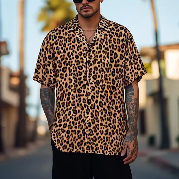 Men's Leopard Print Casual Shirt - Wayrates.com 