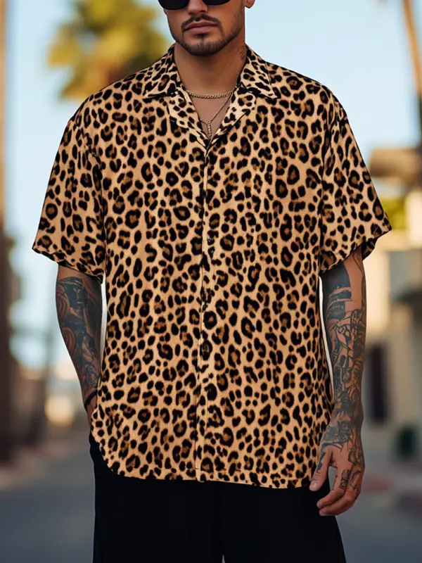 Men's Leopard Print Casual Shirt - Simplyion.com 