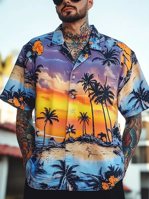 Men's Tropical Sunset Hawaiian Shirt - Menbarn.com 