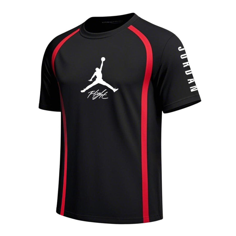 

Men's Basketball Flight Print Contrast Sports Crew Neck Short Sleeve T-Shirt