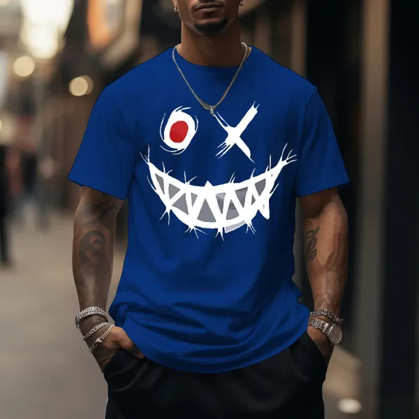Men's Funny Smiley Face Print T-shirt - Wayrates.com 