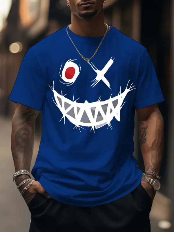 Men's Funny Smiley Face Print T-shirt - Simplyion.com 