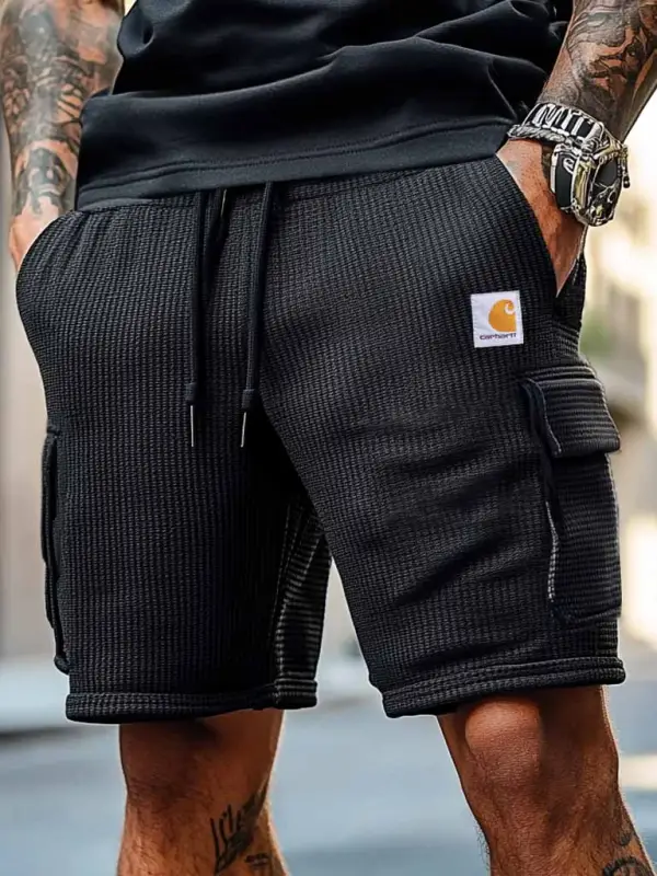 Men's Carhartt Vintage Waffle Knit Multi-Pocket Casual Walkshort Workwear Elastic Cargo Shorts - Pragmaace.com 