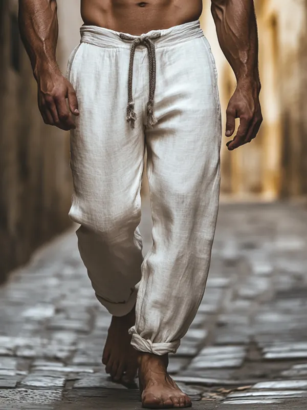 Men's Holiday Casual Linen Pants - Wantbright.com 