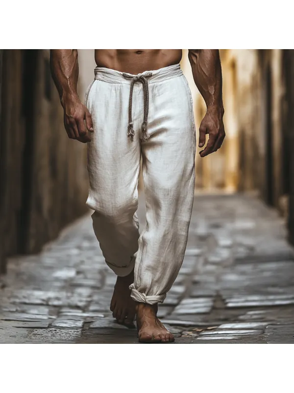 Men's Holiday Casual Linen Pants - Aptkoi.com 
