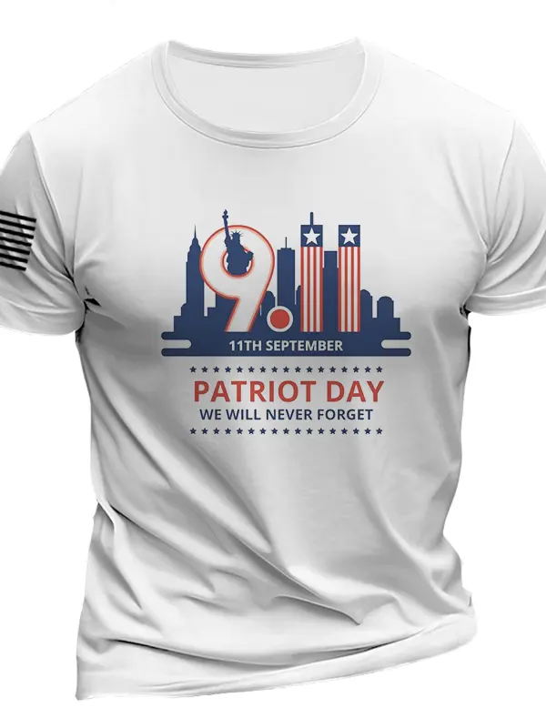Unisex September 11 Patriot Day 9.11 Twin Towers White T Shirt - Simplyion.com 