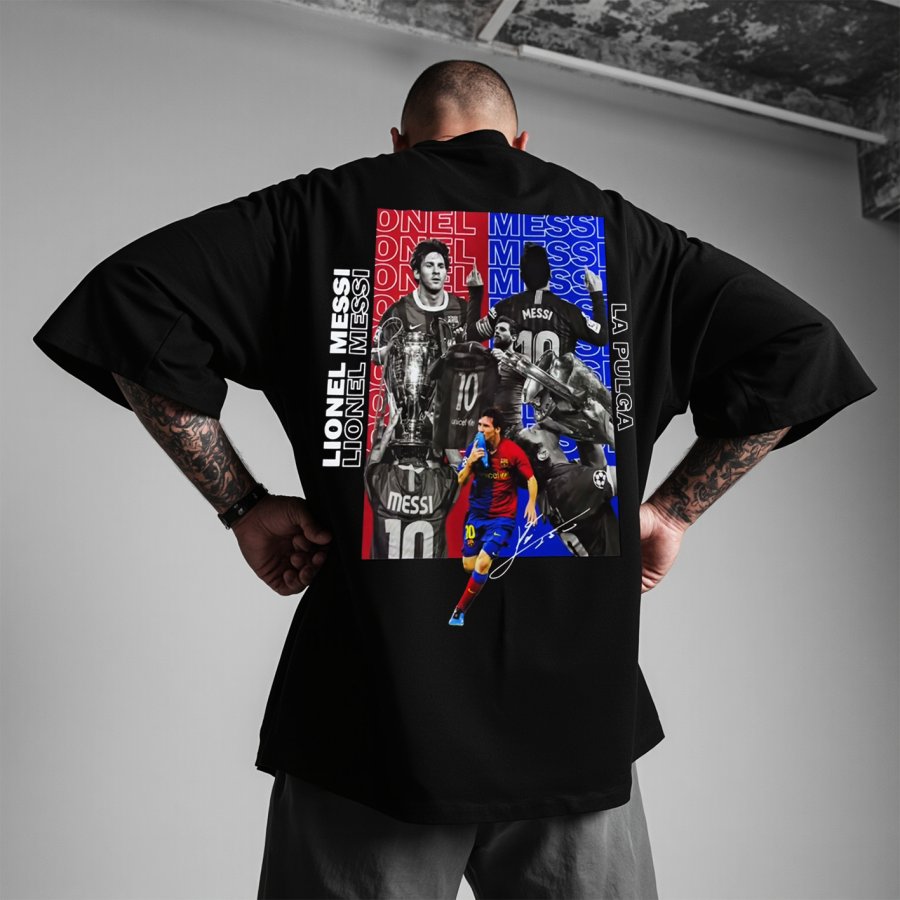 

Unisex Football Print Oversized Black Short Sleeve T-Shirt