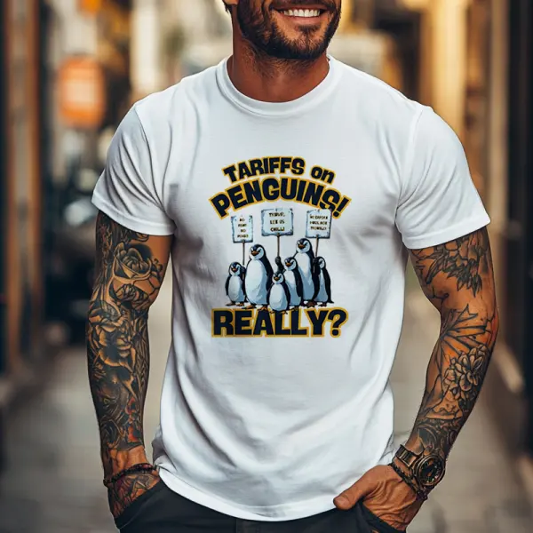 Tariffs On Penguins Protest Funny Penguin Tariff T-shirt - Wayrates.com 