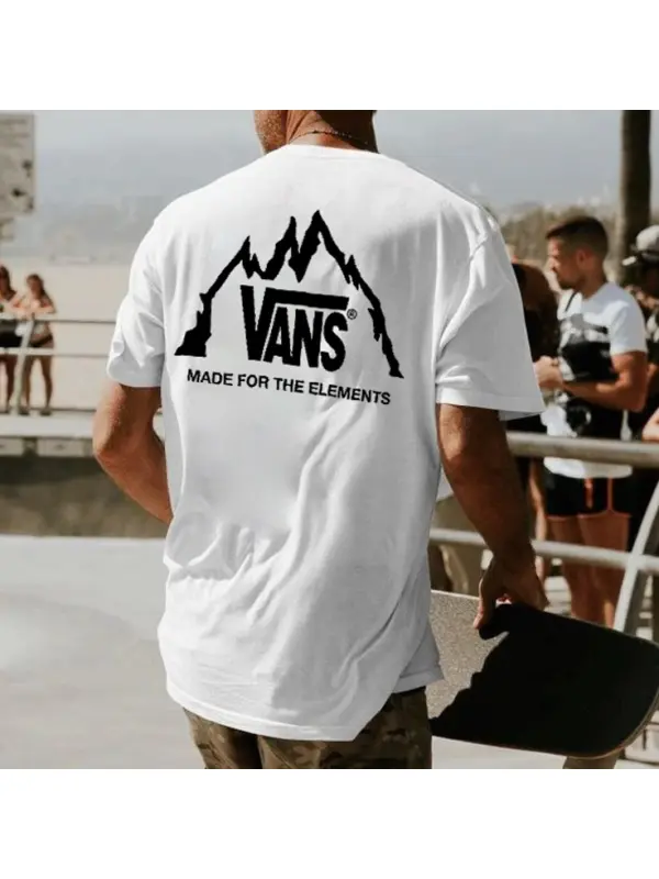 Men's Vintage Mountain Surf Graphic Print Crew Neck Short Sleeve T-Shirt - Aptkoi.com 