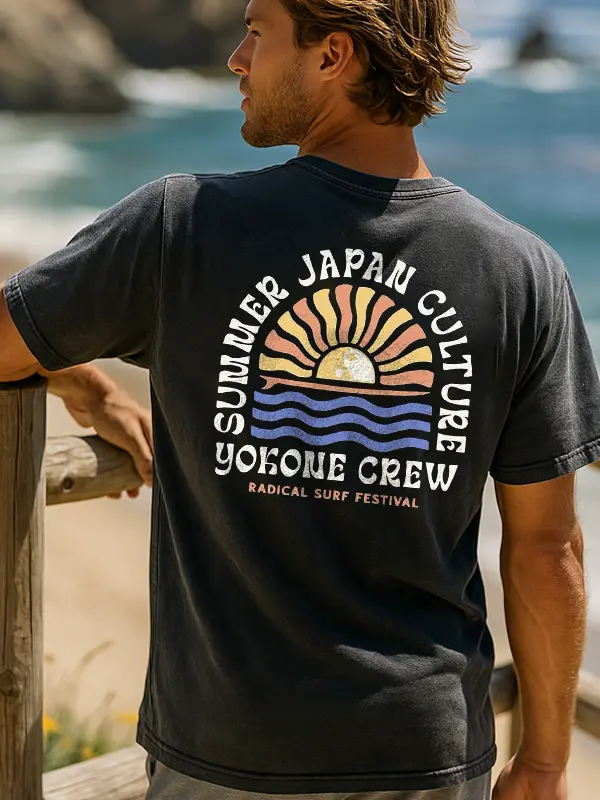 Men's Surf Summer Japan Culture Graphic T-Shirt - Menbarn.com 