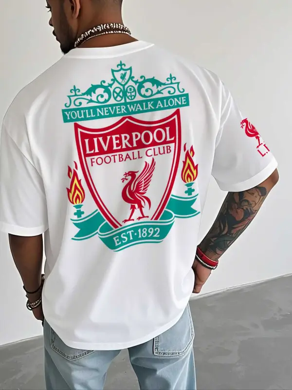 Unisex Football Club You'll Never Walk Alone Est 1892 Print Crew Neck Short Sleeve T-Shirt - Simplyion.com 