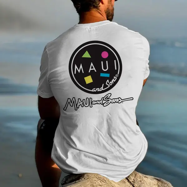 Men's Vintage Surf Beach Graphic Print Crew Neck Short Sleeve T-Shirt - Wayrates.com 
