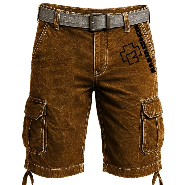 Men's Vintage Rammstein Rock Band Cargo Shorts - Cotosen.com 