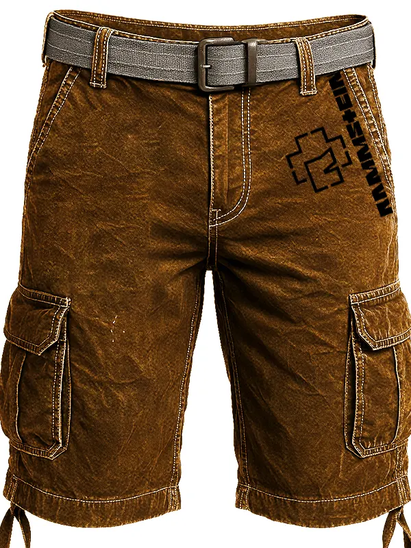 Men's Vintage Rammstein Rock Band Cargo Shorts - Pragmaace.com 