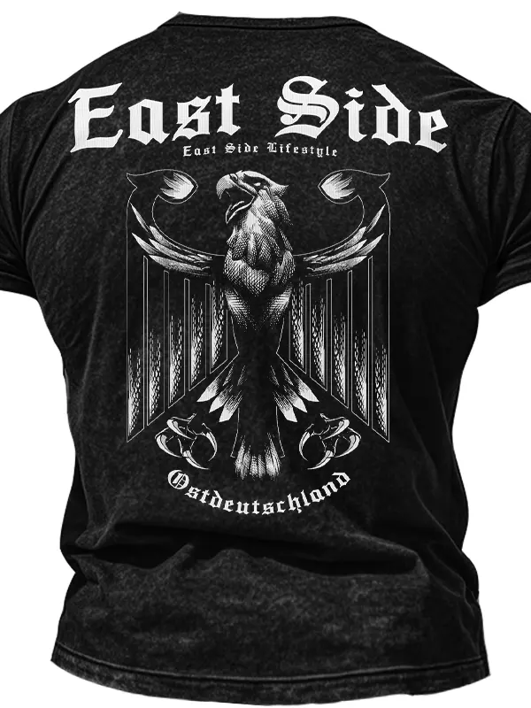Men's Vintage Tactics East Side Lifestyle Henley T-Shirt With Eagle Emblem - Simplyion.com 