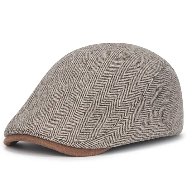 Herringbone Casual Warm Peaked Cap British Retro Progressive Hat - Rabclub.com 