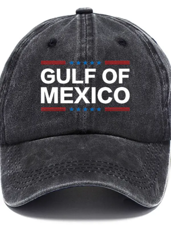 Gulf Of Mexico Unisex Washed Cotton Sun Hat Vintage Print Casual Cap - Menbarn.com 