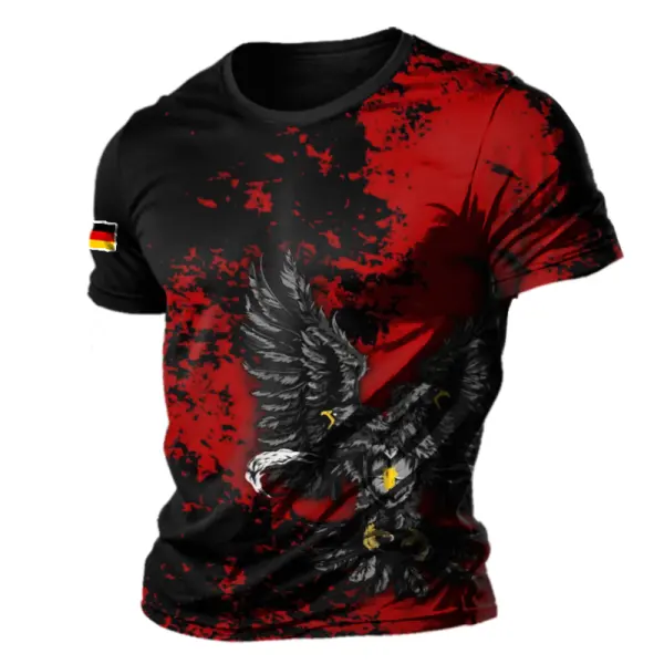 Men's German Eagle Bold Red And Black Graphic T-shirt Black - Yesunshine.com 
