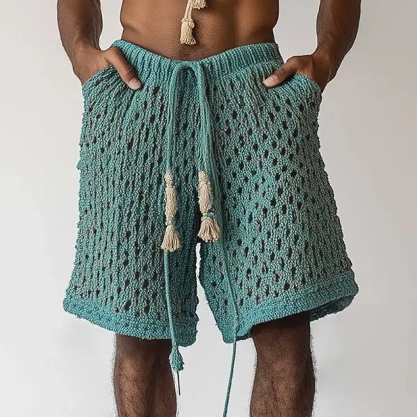 Men's Holiday Crochet Knitted Casual Beach Shorts - Bustalent.com 