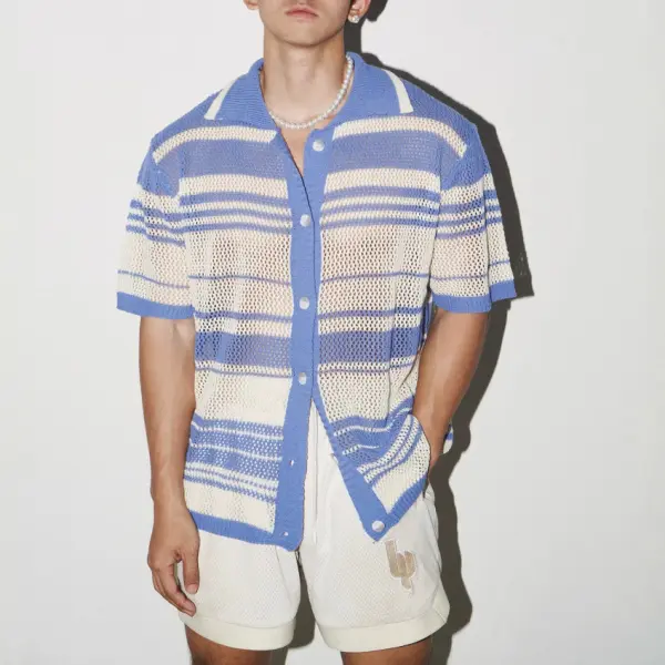Men's Loose Short Sleeved Knitted Cardigan - Villagenice.com 