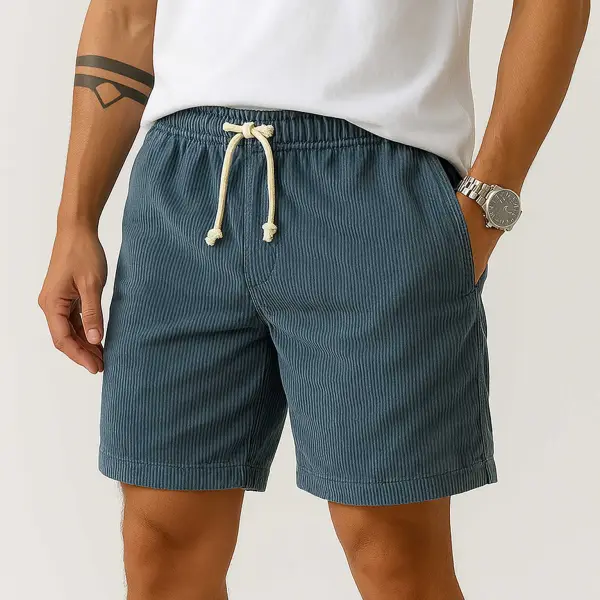 Men's Vintage Corduroy Surf Elastic Drawstring Shorts - Menzfolk.com 