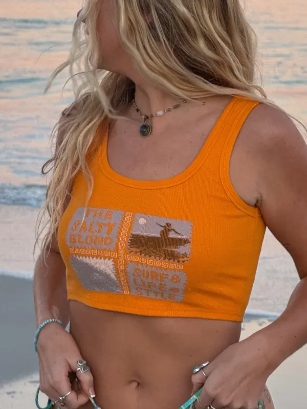 Women's Graphic Print Surf Crop Top - Menbarn.com 