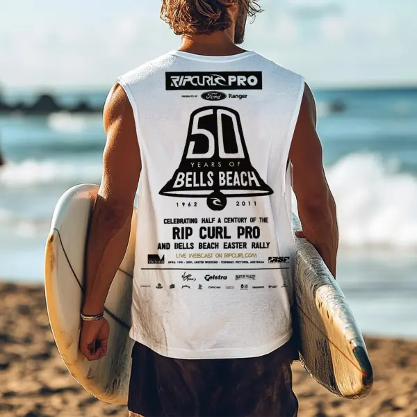Men's Vintage Surfing Oversized WSL Poster Racing Graphic Print Tank Top - Zivinfo.com 