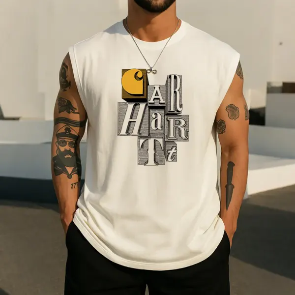 Stylish Sleeveless Graphic Tank Top For Men Perfect For Casual Summer Outfits - Menzfolk.com 