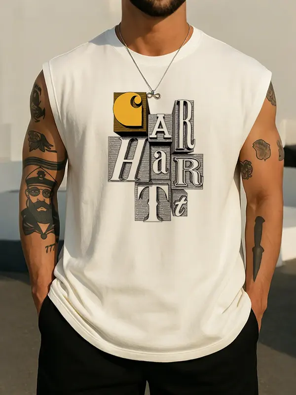 Stylish Sleeveless Graphic Tank Top For Men Perfect For Casual Summer Outfits - Menbarn.com 