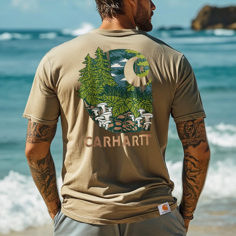

Men's Vintage Print Knit Mesh T-Shirt - Perfect For Summer Outdoors