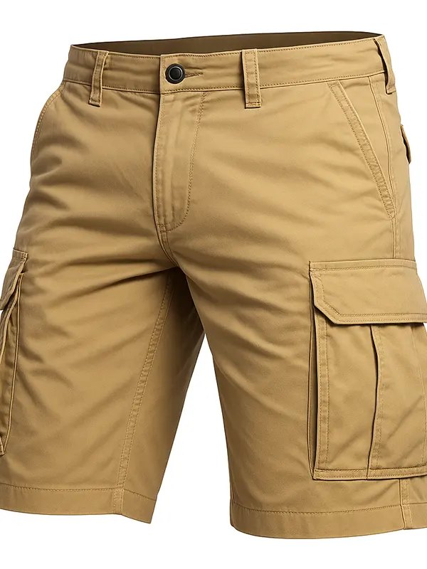 Men's Khaki Cargo Shorts Durable Versatile For Outdoor Adventures - Wantbright.com 