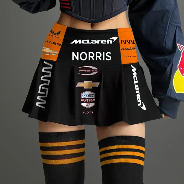 Women's Racing Print Pleated Skirt - Ootdyouth.com 