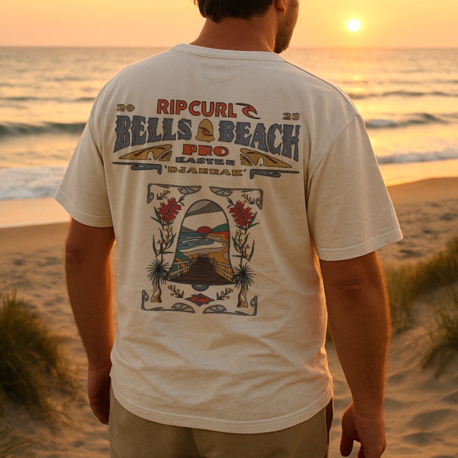 

Vintage 2023 Bells Of Beach Surfing Graphic T-Shirt For Men