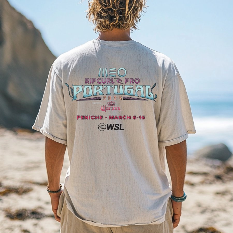 

2024 Australian Surfing Graphic White T-Shirt For Men