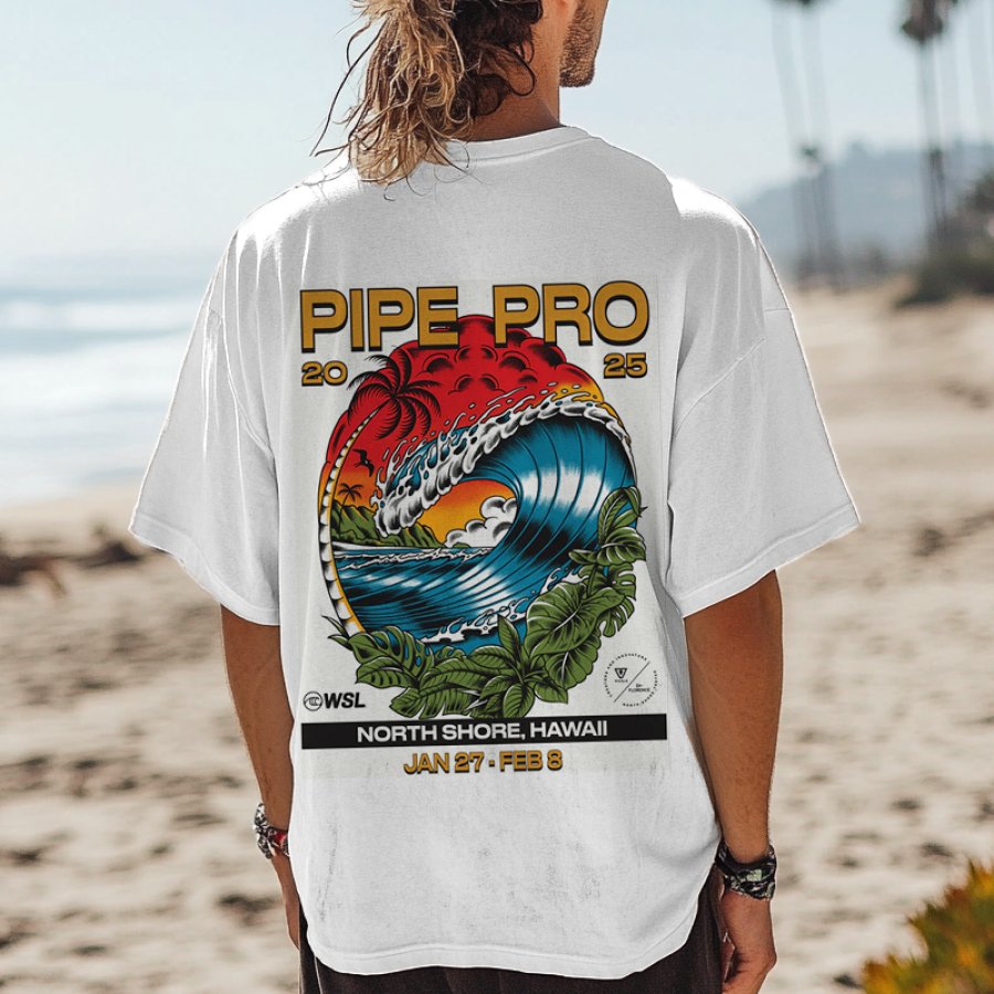 

2025 North Shore Wahall Surfing Beach Graphic T-Shirt For Men