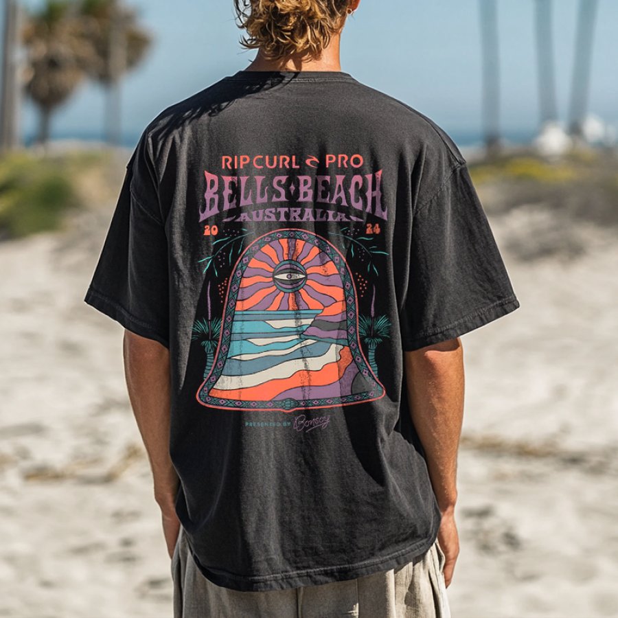 

2024 Vintage Australian Bells Beach Surfing Graphic T-Shirt For Men