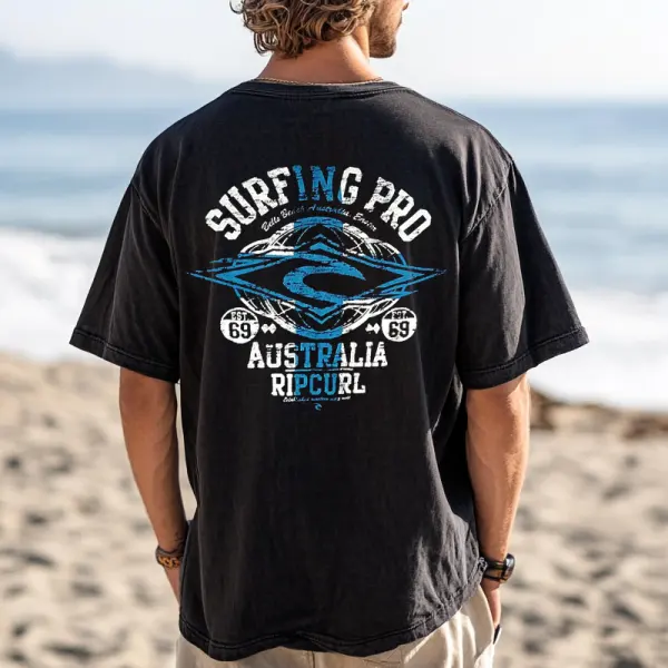 Australian Surfing Graphic Black T-Shirt For Men - Menzfolk.com 