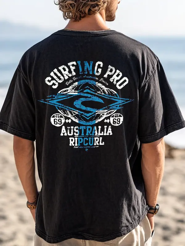 Australian Surfing Graphic Black T-Shirt For Men - Menbarn.com 