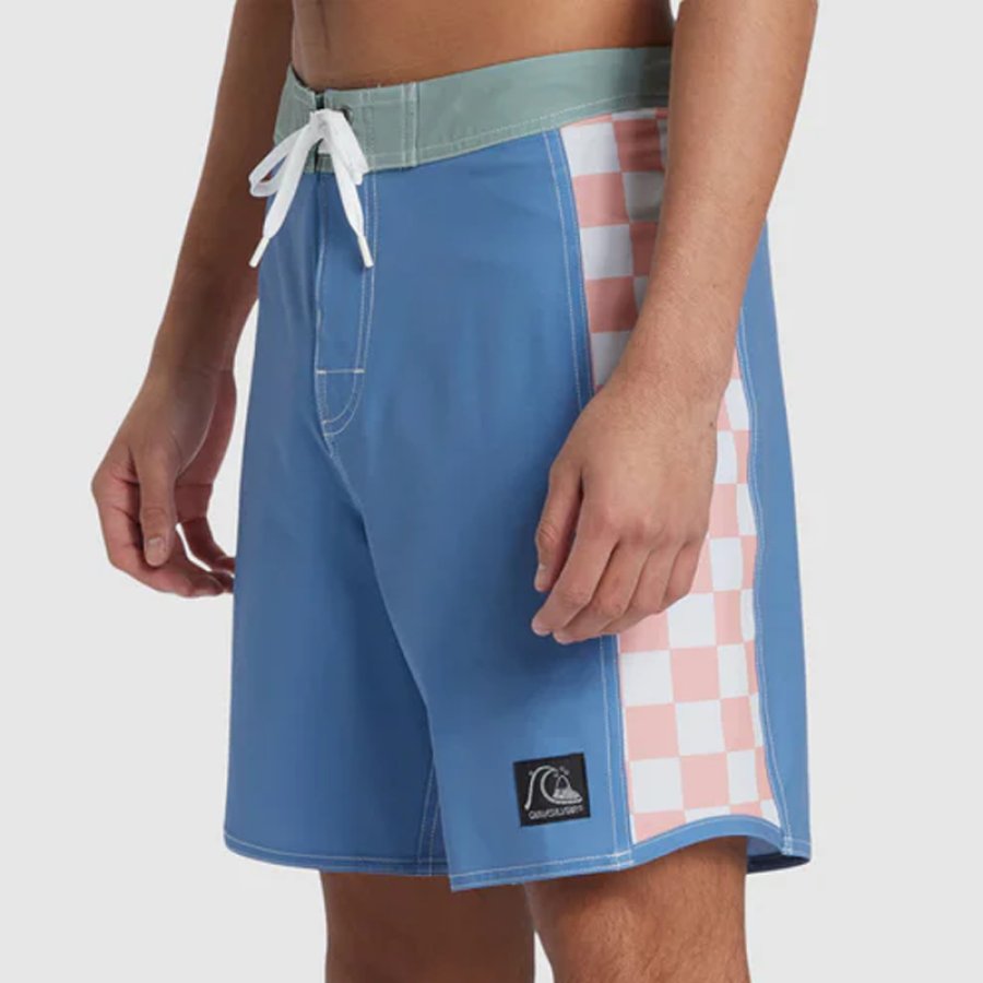 

Vintage Surf Checkerboard Panel Boardshorts For Men