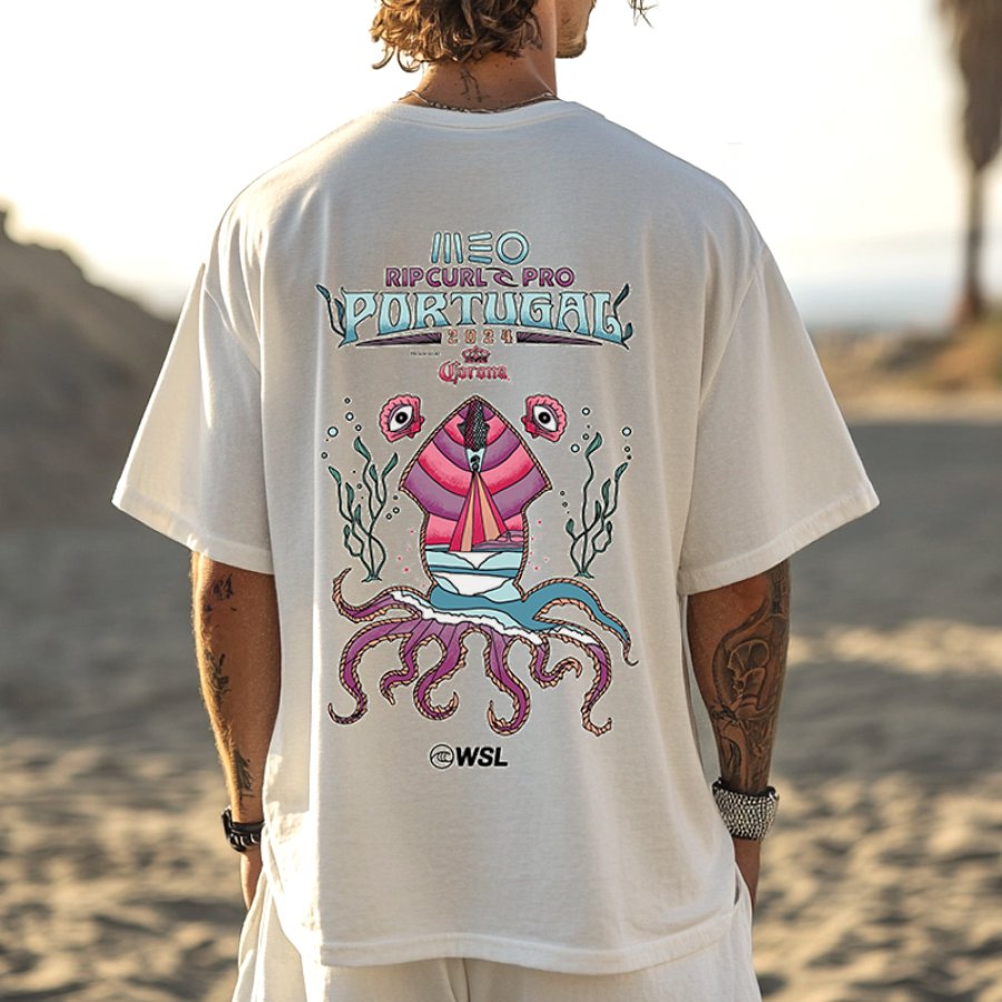 

2024 Australian Pro Tugal Surfing Graphic Black T-Shirt For Men