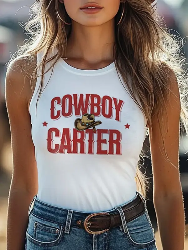 Women's Western Cowboy Carter Print Tank Top - Simplyion.com 