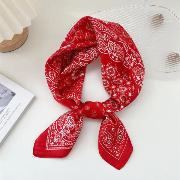 Western Cowboy Paisley Pattern Print Small Square Scarf - Menzfolk.com 